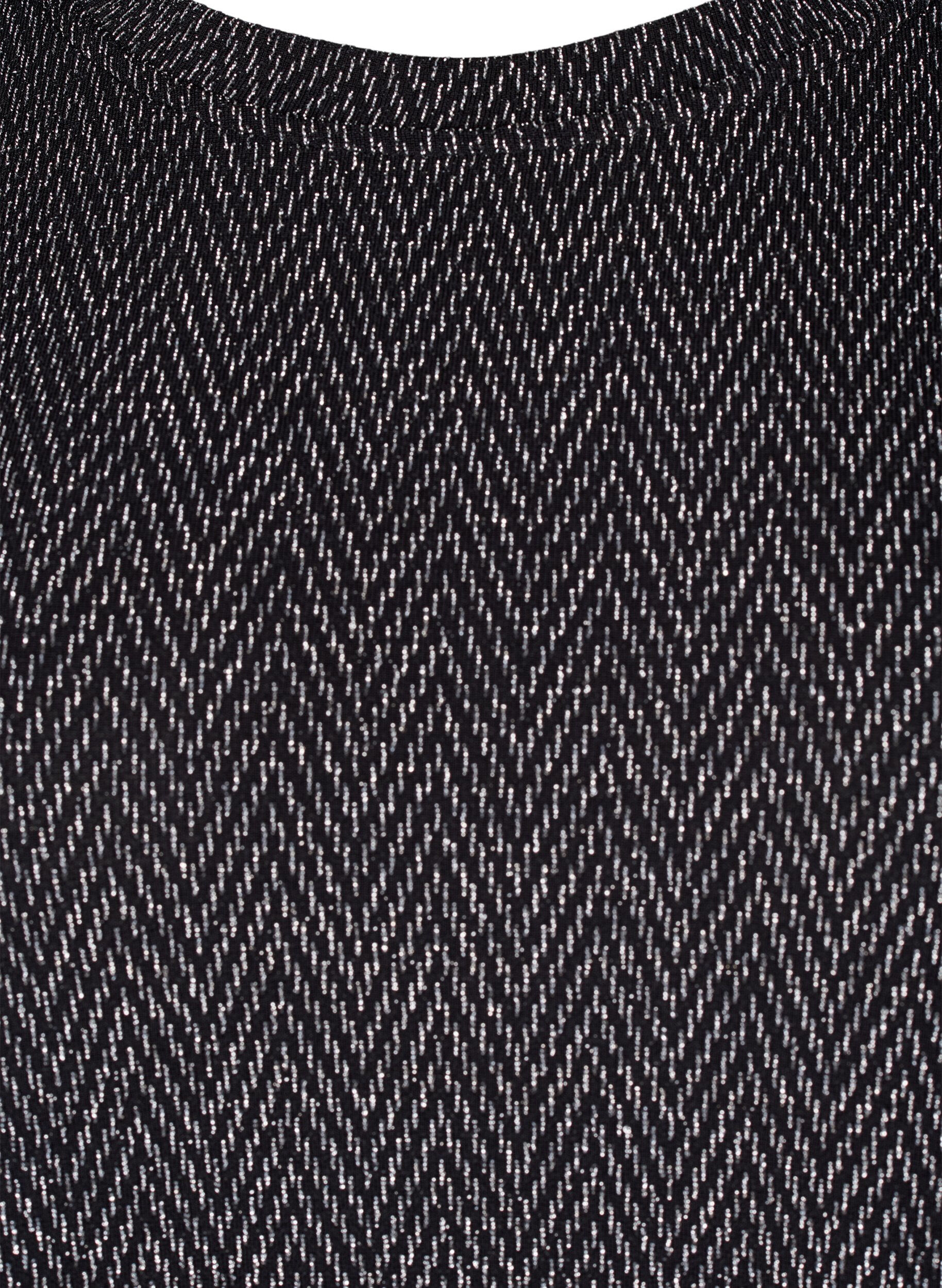 Zizzi Kjole med sikksakkm&oslash;nster og glitter, Silver ZigZagShimmer, Packshot image number 2