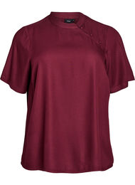 Kortermet bluse med diagonal knappelukking, Port Royal