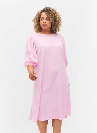 Kjole i viskose med ryggdetalj, Mauve Mist, Model image number 0