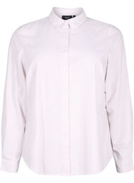 Langermet bomullsskjorte, White Taupe Stripe
