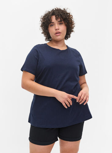 2 stk. kortermet T-skjorter i bomull, Navy B/Reseda, Model image number 0