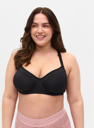 Zizzi BH med bøyle og ryggdetaljer, Black, Model image number 0