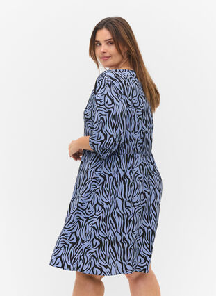 Kjole med knapper og 3/4-ermer , Blue Zebra, Model image number 1