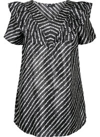 Stripete tunika med frynser, Black/White Stripes Stripete tunika med frynser