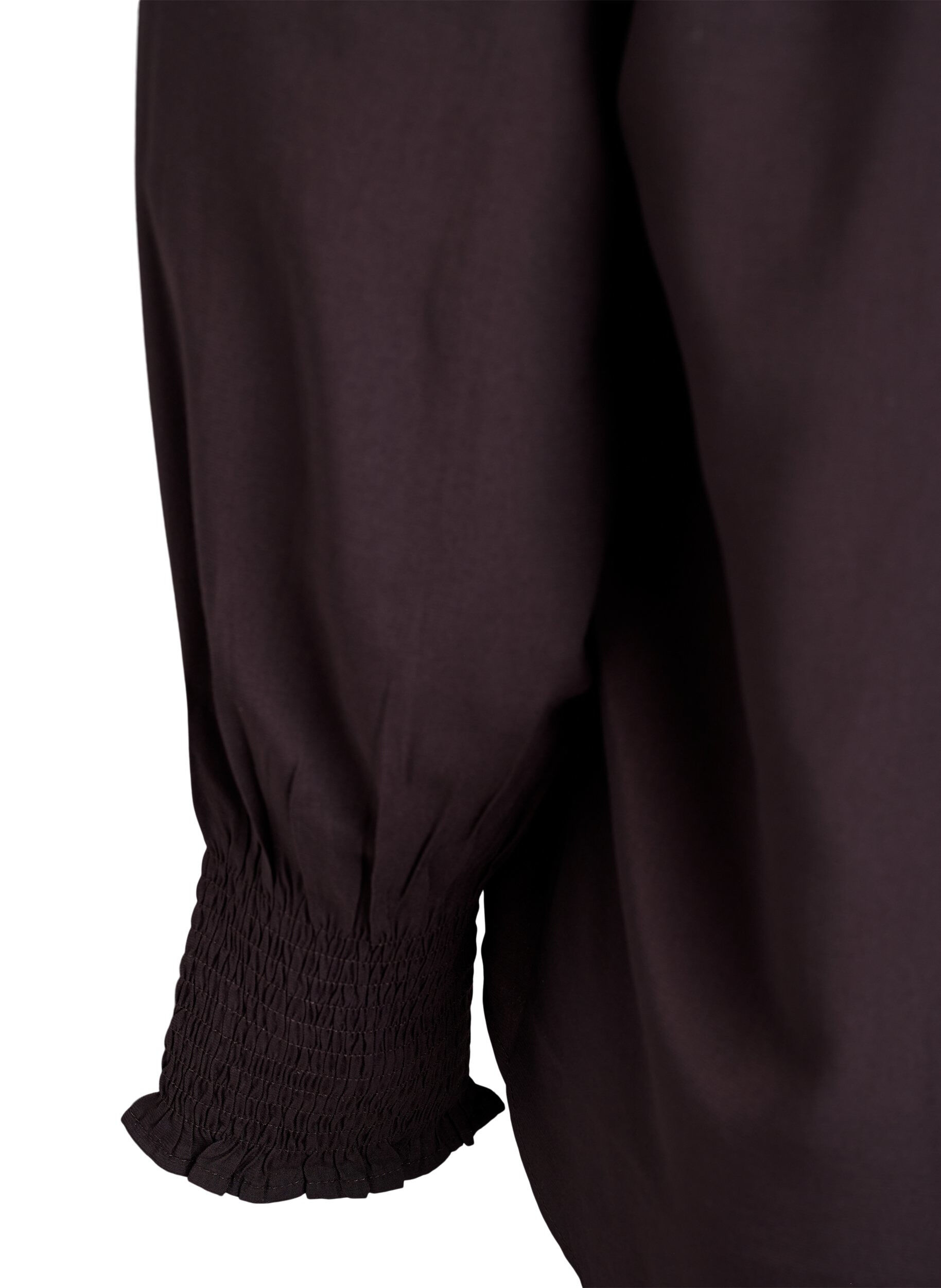 Zizzi Bluse med rysjekrage og rynking, Brun, Packshot image number 3