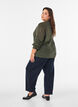 Strikket cardigan med hullm&oslash;nster, Gr&oslash;nn, Model image number 2