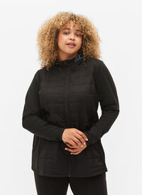 Treningsjakke med quilt og hette, Black, Model