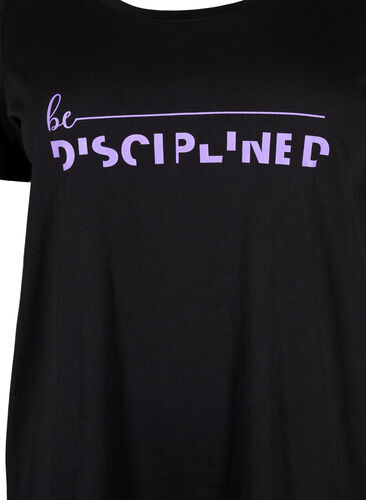 T-skjorte til trening med trykk, Black w. Disciplined, Packshot image number 2