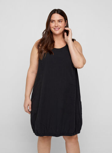 Bomullskjole uten ermer, Black, Model image number 0