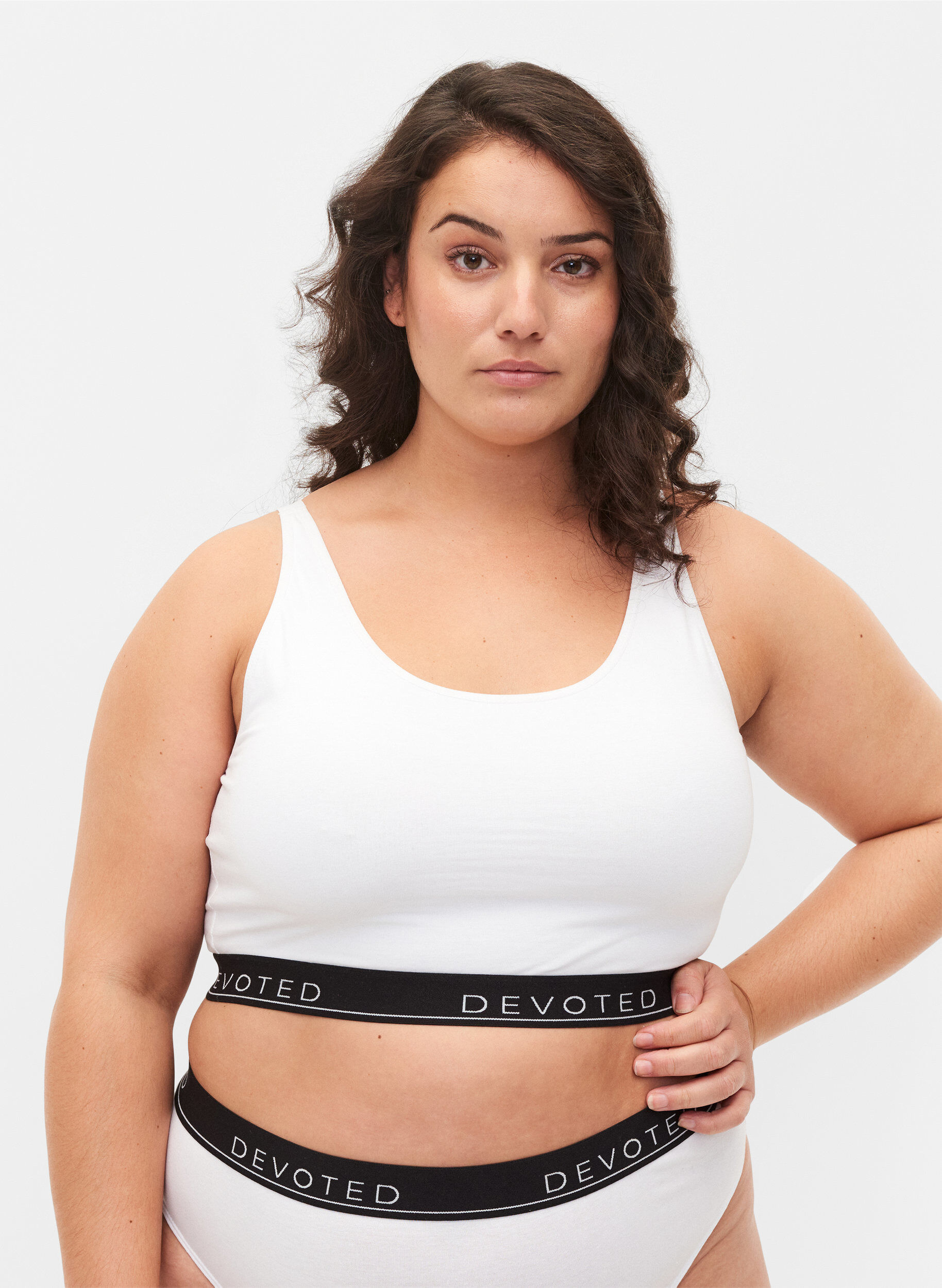 Zizzi BH med justerbare stropper i bomull, Hvit, Model image number 0