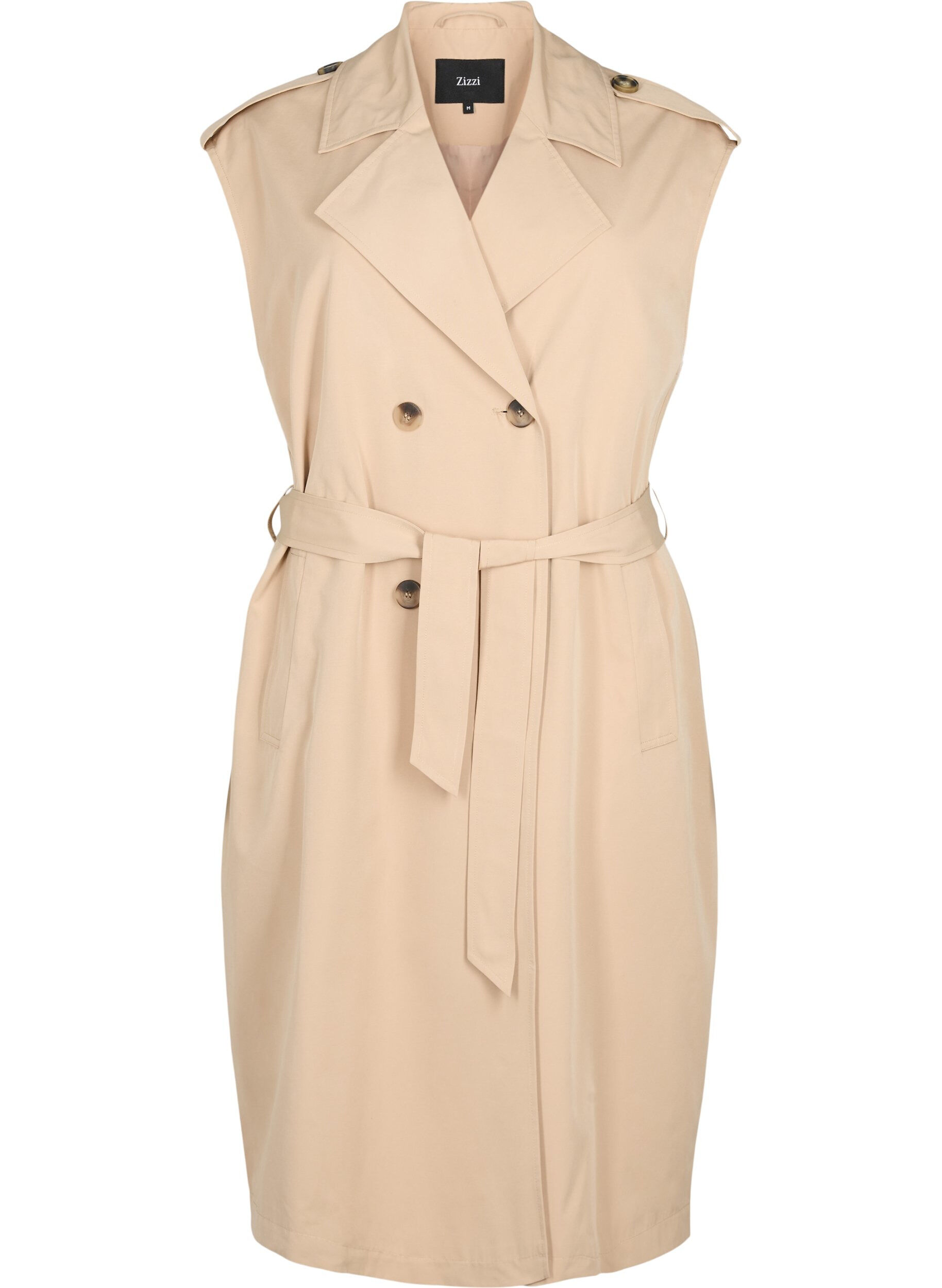 Zizzi Lang vest med belte, Nomad, Packshot image number 0