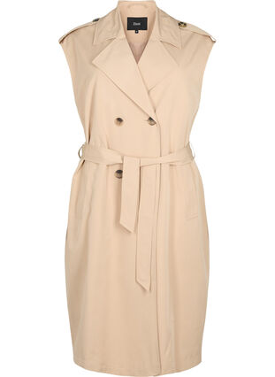 Zizzi Lang vest med belte, Nomad, Packshot image number 0