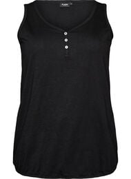 Tank topp i &oslash;kologisk bomull med V-hals og knapper, Svart