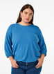 Bluse med tekstur og 3/4 ermer, Bl&aring;, Model image number 0