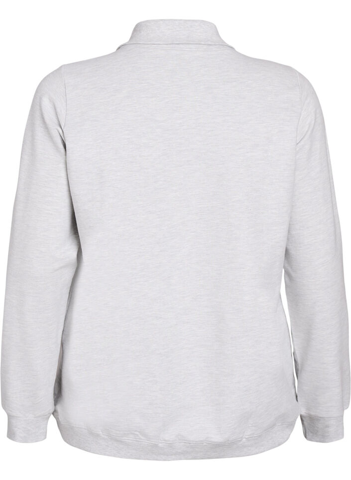 Genser med kort glidelås og høy hals, Light Grey Melange, Packshot