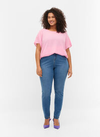 Bea jeans med ekstra høyt liv og super slim fit, Light blue, Model