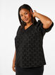 Kortermet jacquard-bluse med sløyfer, Black W. Bow, Model image number 0