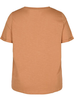 T-skjorte i bomull med korte ermer, Pecan Brown, Packshot image number 1