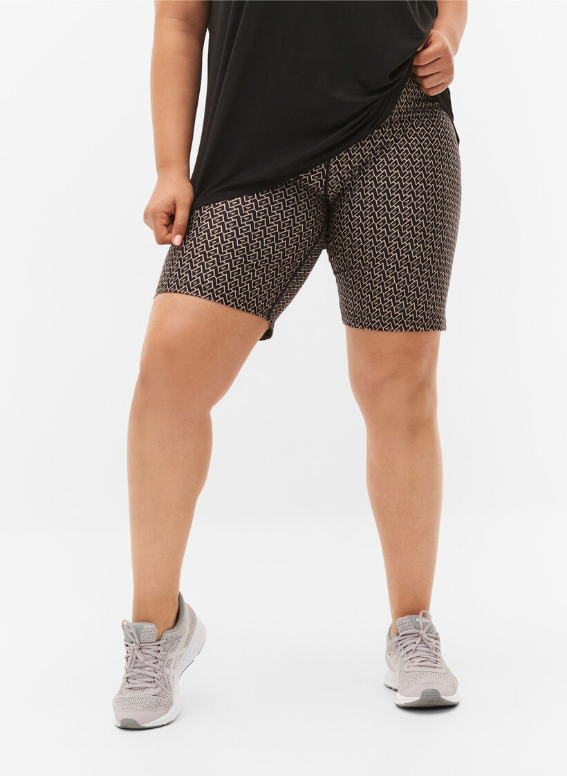 Mønstret treningsshorts, Black w. Text Print, Model image number 3
