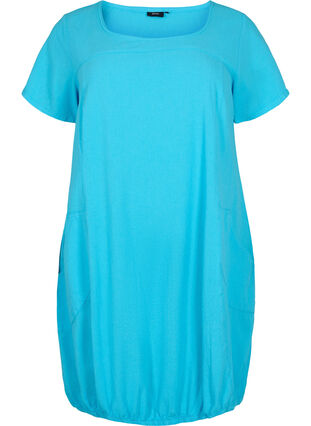 Kortermet kjole i bomull, Blue Atoll, Packshot image number 0