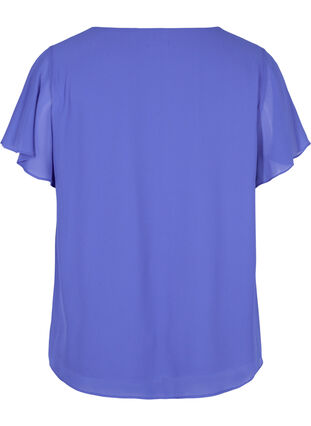 Bluse med korte ermer, Dazzling Blue, Packshot image number 1