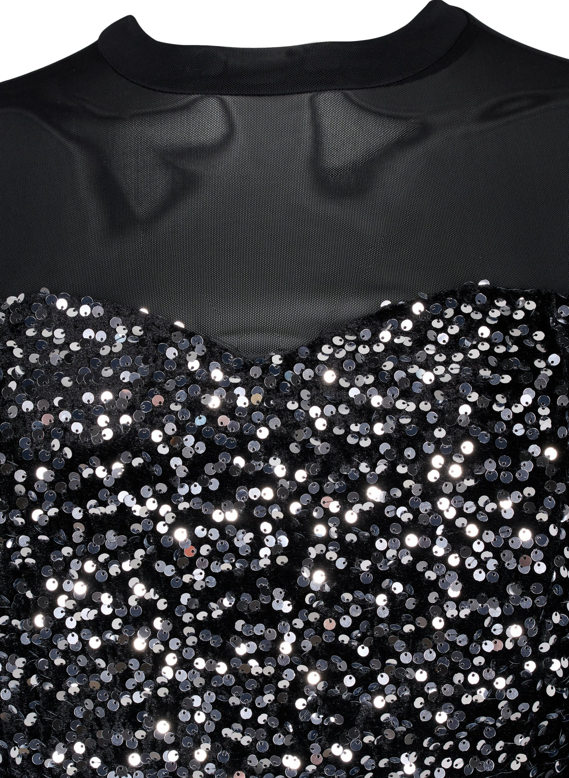 Zizzi Glitterkjole med paljetter, Black w. Silver, Packshot image number 2