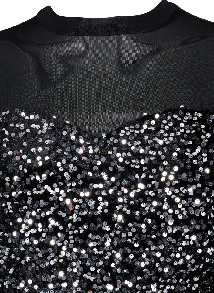 Glitterkjole med paljetter, Black w. Silver, Packshot image number 2