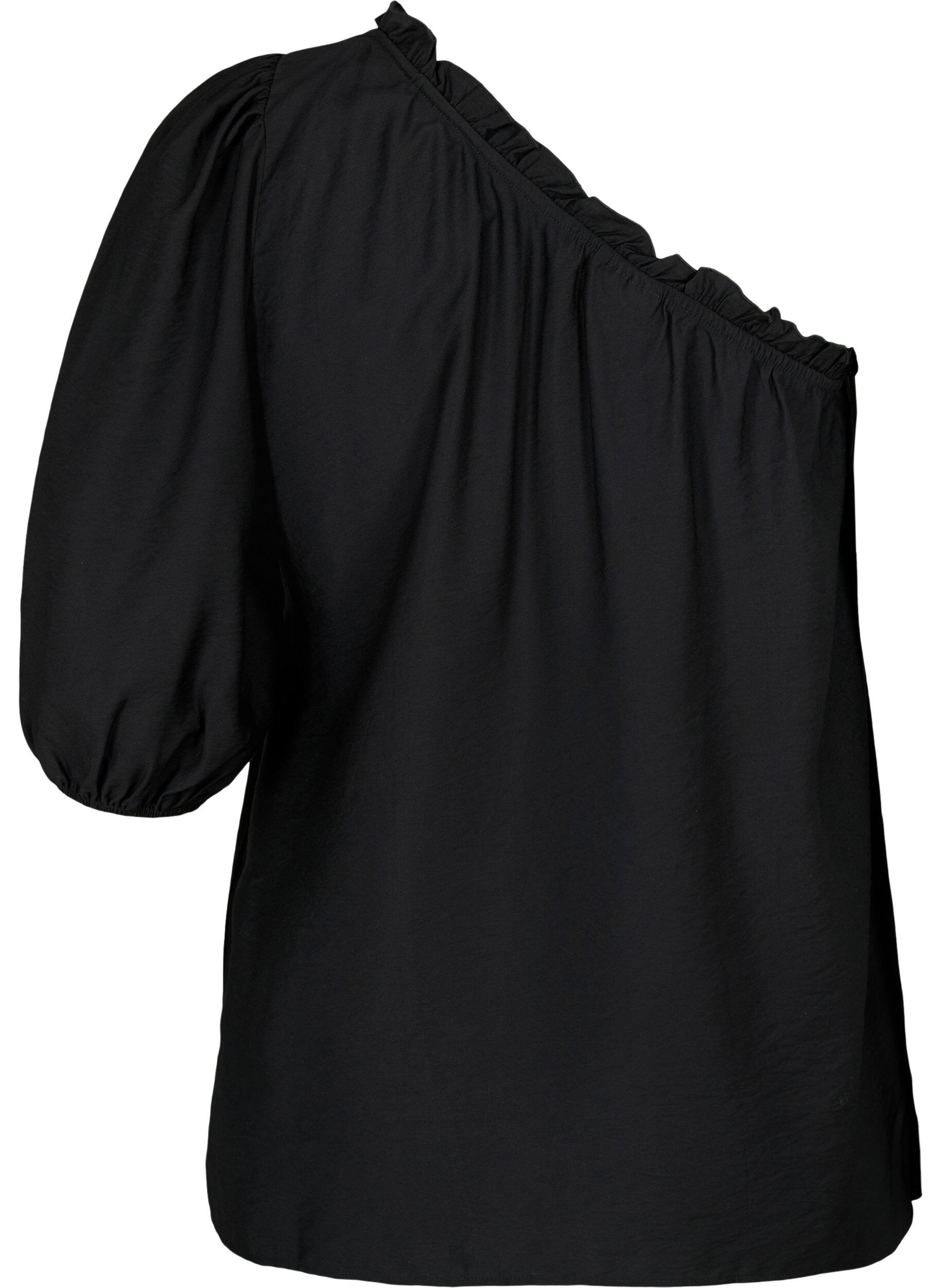Zizzi One-shoulder bluse i viskose, Svart, Packshot image number 1
