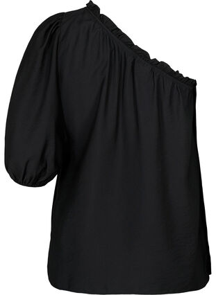 Zizzi One-shoulder bluse i viskose, Svart, Packshot image number 1