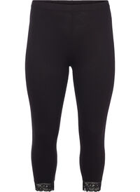 Basis 3/4-leggings med blondekant