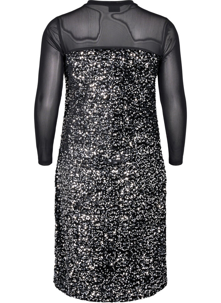 Glitterkjole med paljetter, Black w. Silver, Packshot image number 1