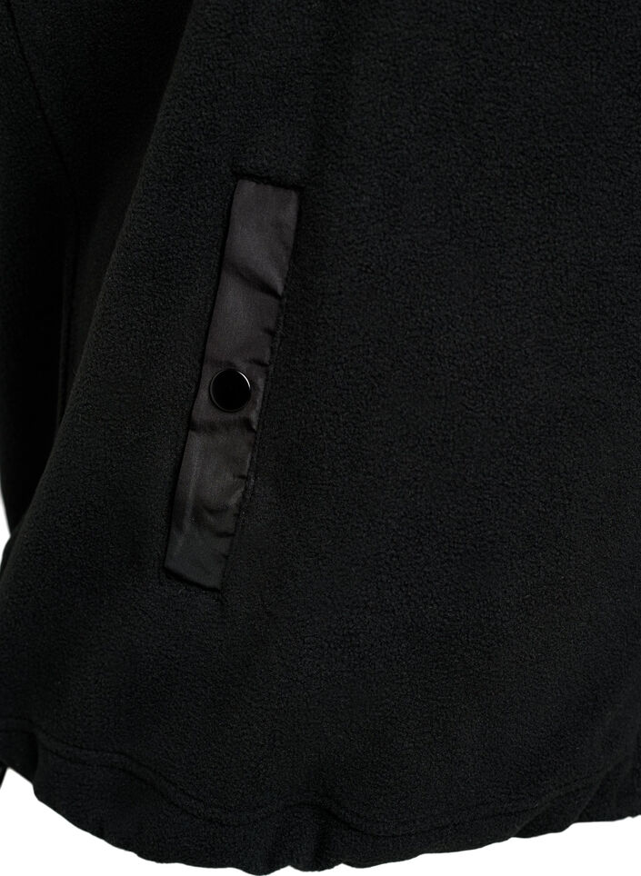 Fleecevest med h&oslash;y krage og snor i bunn, Svart, Packshot image number 3