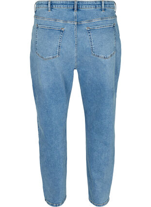 Cropped mom fit jeans med høyt liv, Light blue denim, Packshot image number 1