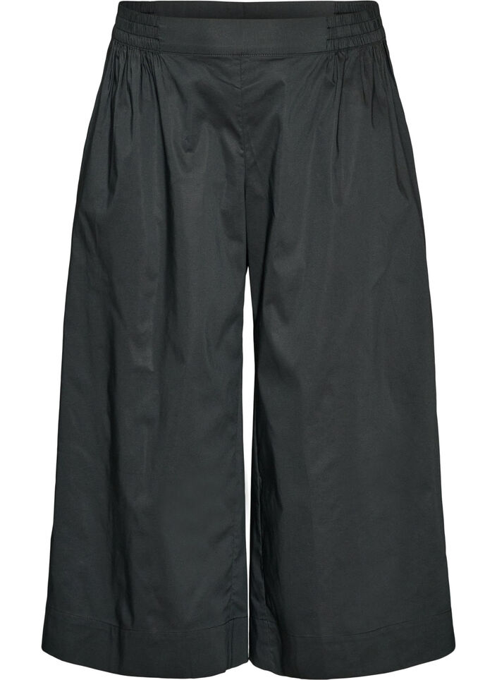 Kulotter med elastisk midje og vide ben, Svart, Packshot image number 0
