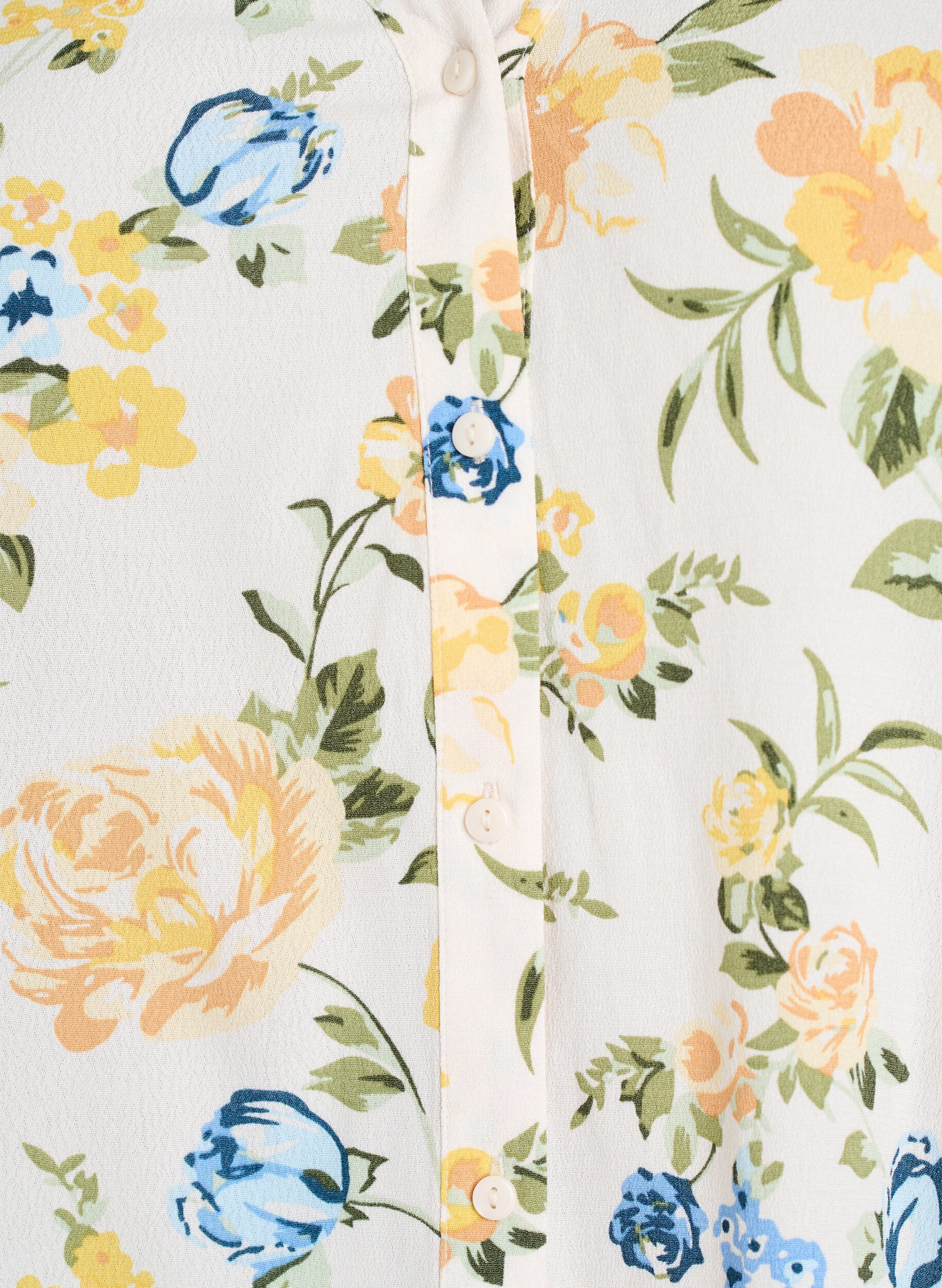 Zizzi Viskose bluse med trykk og knappelukking, Vanilje, Packshot image number 2