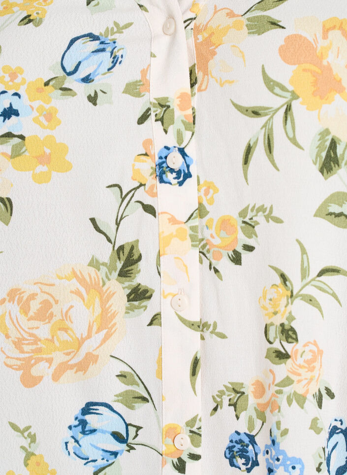 Viskose bluse med trykk og knappelukking, Vanilje, Packshot image number 2