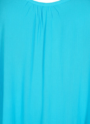 Ensfarget kjole i viskose med stropper, Blue Atoll, Packshot image number 2