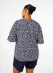 Bluse med V-hals og blomstertrykk, White Blue Flower, Model image number 1