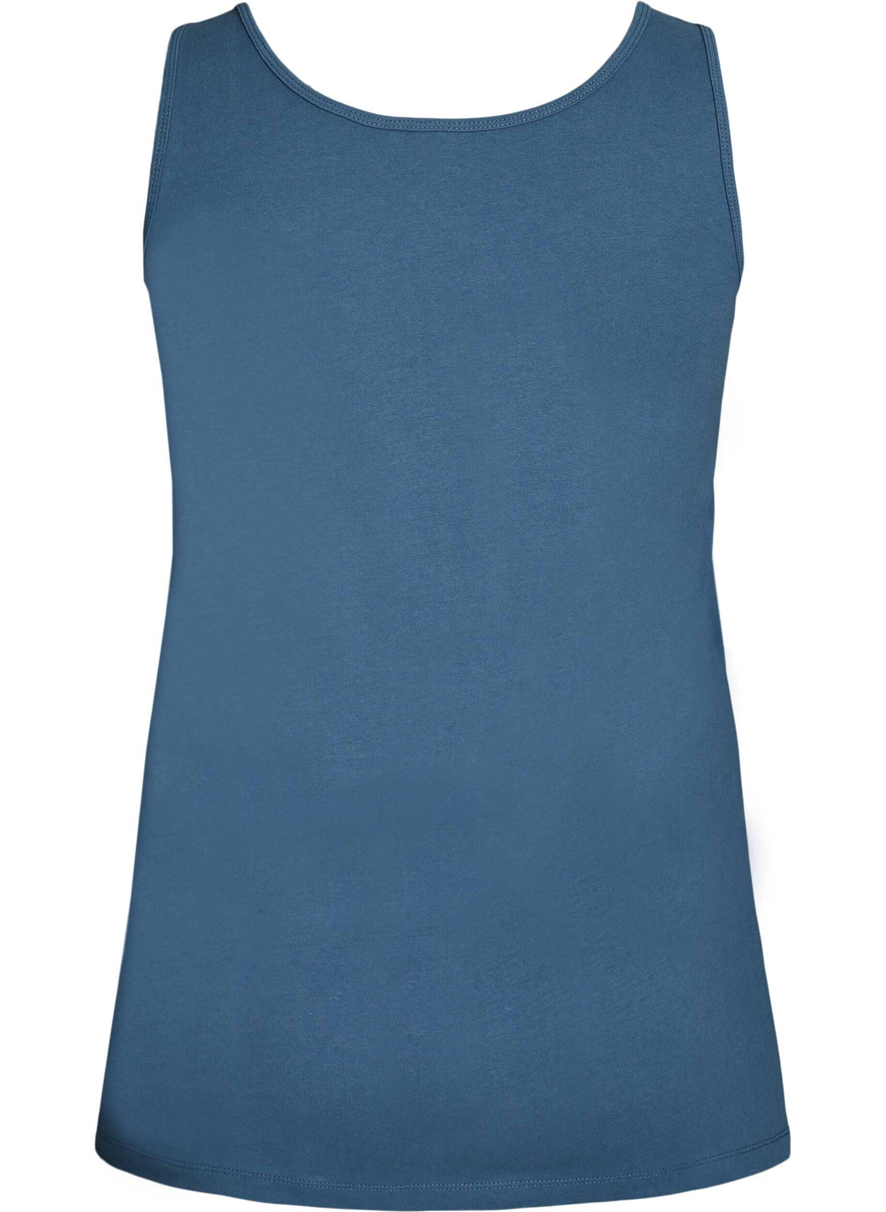 Zizzi Ensfarget basic topp i bomull, Gr&aring;, Packshot image number 1