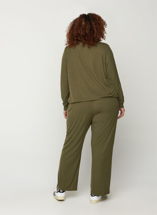 Løse bukser med en ribbet struktur, Olive Night, Model image number 1