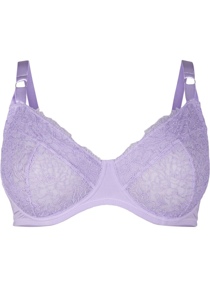 Heldekkende BH med blonder, Lilla, Packshot image number 0