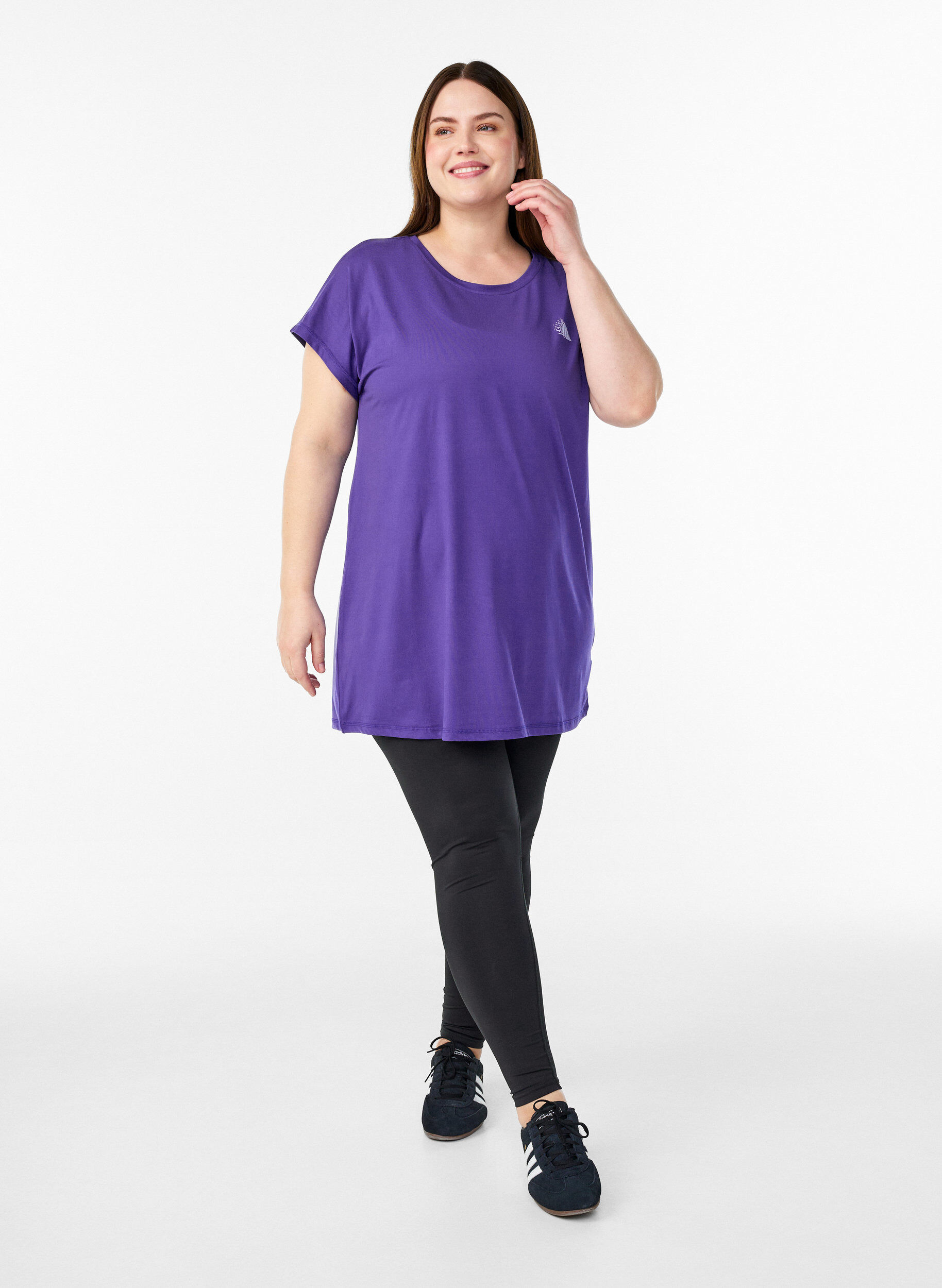 ZizziLang trengings T-skjorte, Lilla, Model image number 1