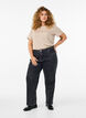 Basic T-skjorte i bomull med rund hals, Beige, Model image number 1