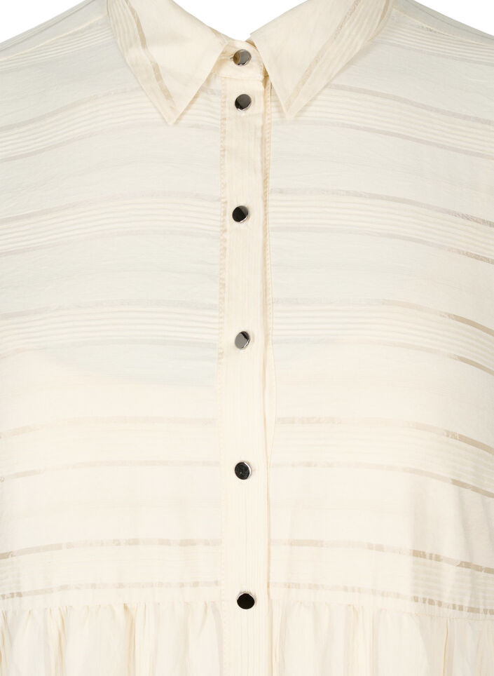 Mønstrete tunika med knapper og lange ermer, Fog, Packshot image number 2