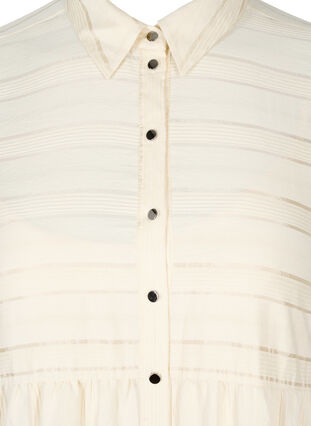 Mønstrete tunika med knapper og lange ermer, Fog, Packshot image number 2