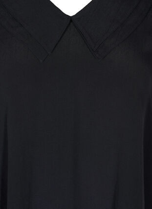 Viskosetunika med V-hals og krage, Black, Packshot image number 2
