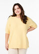 Strikket bluse med korte ermer, Gul, Model image number 0