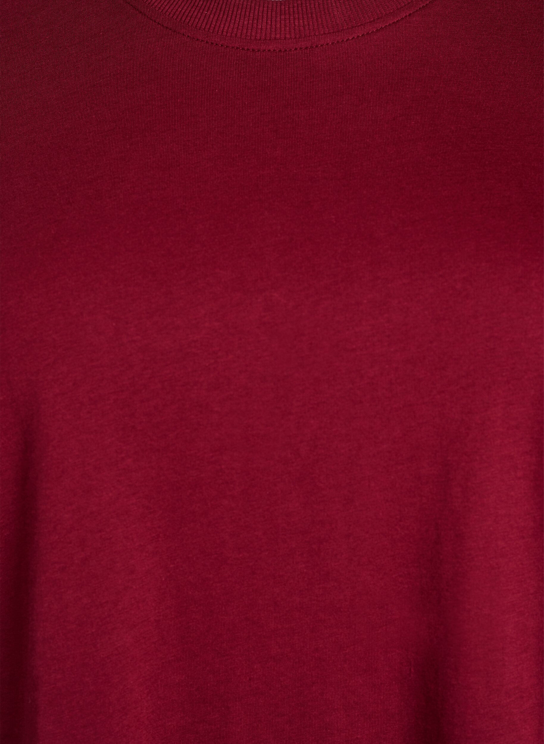 ZizziBasic T-skjorte i bomull med rund hals, M&oslash;rk Bordeaux, Packshot image number 2