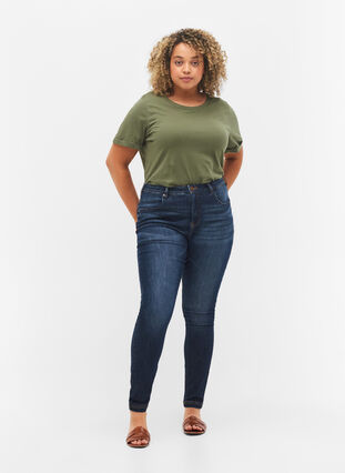 Super slim Amy jeans med høyt liv, Dark blue, Model image number 2