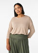 Jersey bluse med 3/4 ermer, Beige, Model image number 0